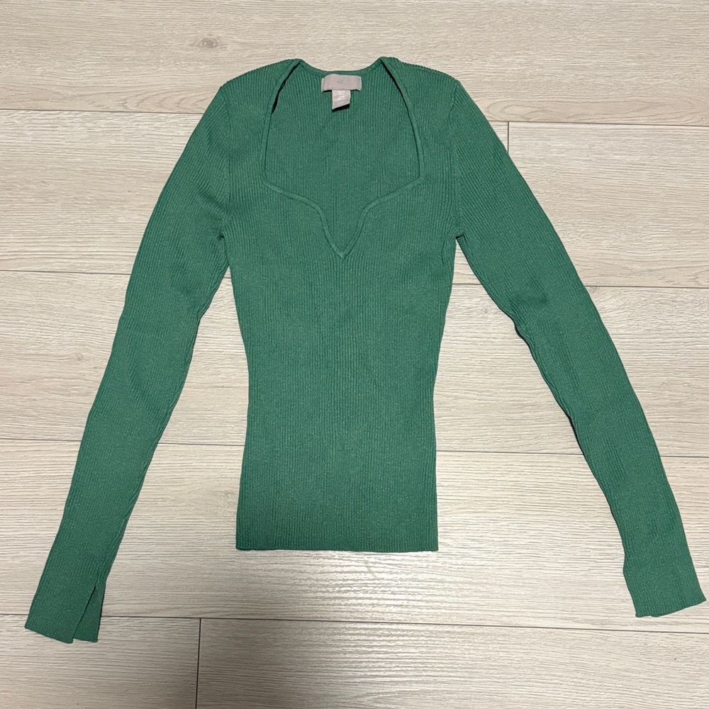 H&M Teal Ribbed Knit Sweater